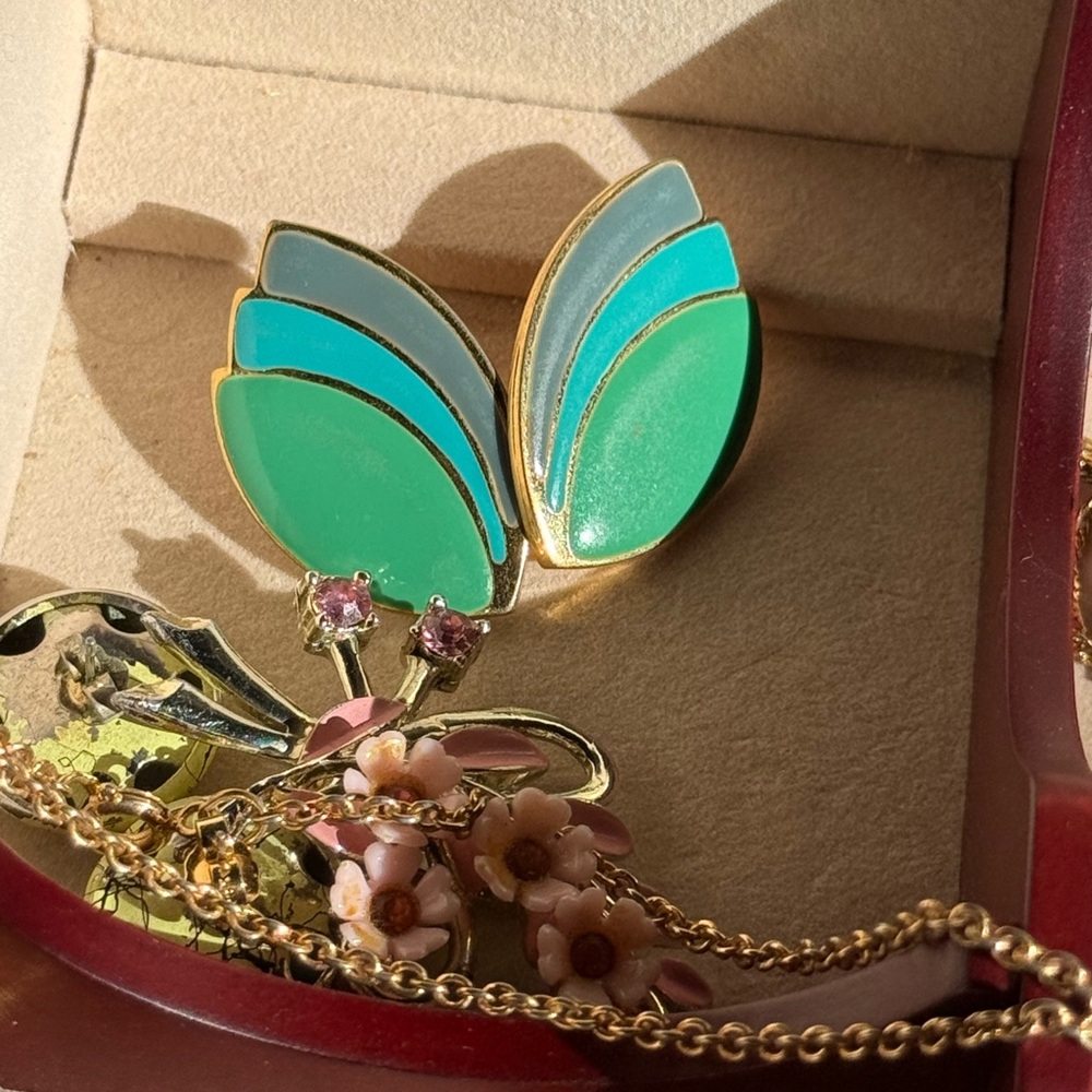 Avon Green and Blue Floral Earrings
